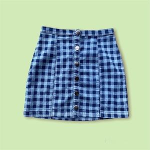Gingham Denim Skirt